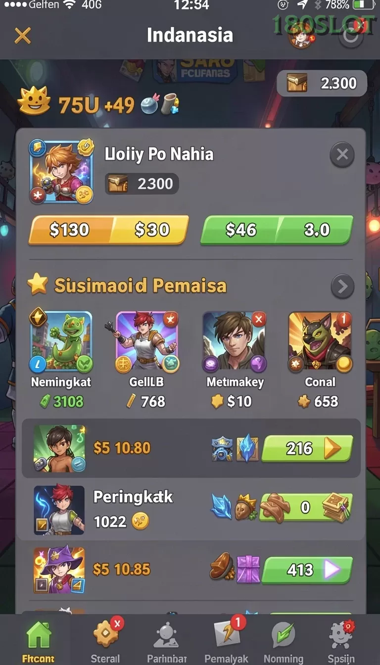 Cuplikan layar WARUNGJACKPOT — menu navigasi